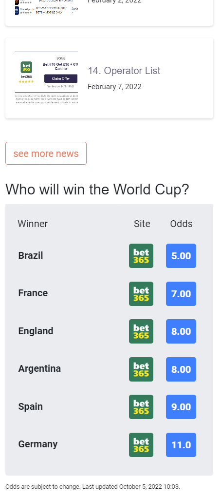 World Cup Main Page